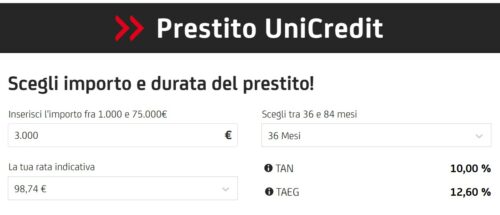 unicredit simulazione 3000 euro