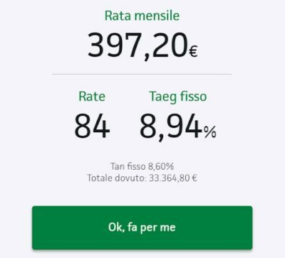 findomestic simulazione 25000 in 84 rate