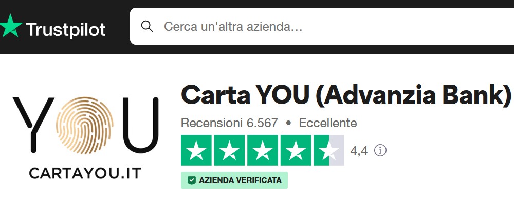 carta you valutazione trustpilot