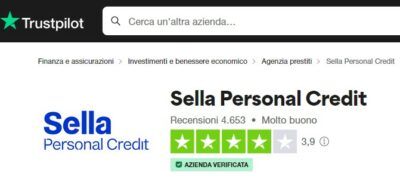 screenshot valutazione di sella personal credit su trustpilot
